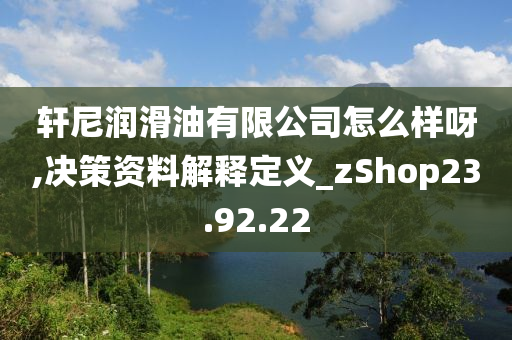 轩尼润滑油有限公司怎么样呀,决策资料解释定义_zShop23.92.22