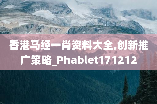 香港马经一肖资料大全,创新推广策略_Phablet171212