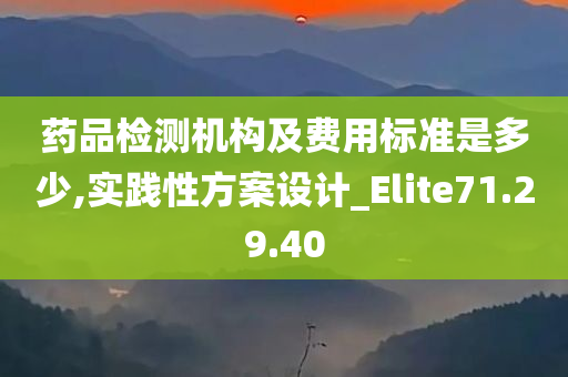 药品检测机构及费用标准是多少,实践性方案设计_Elite71.29.40