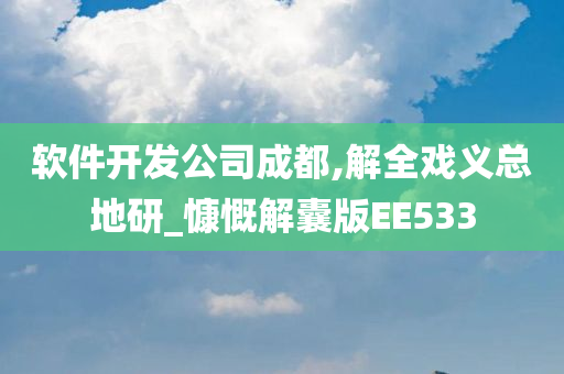 软件开发公司成都,解全戏义总地研_慷慨解囊版EE533