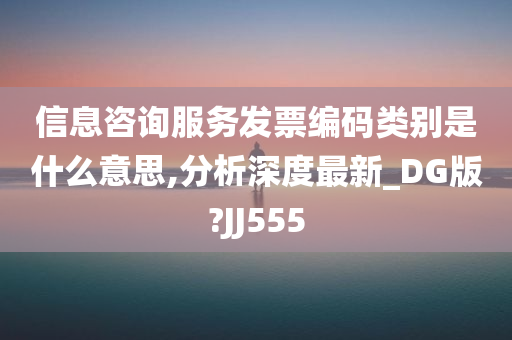 信息咨询服务发票编码类别是什么意思,分析深度最新_DG版?JJ555