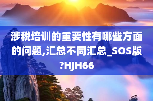 涉税培训的重要性有哪些方面的问题,汇总不同汇总_SOS版?HJH66