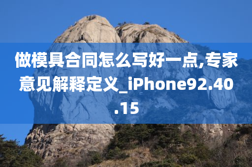 做模具合同怎么写好一点,专家意见解释定义_iPhone92.40.15