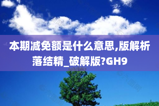 本期减免额是什么意思,版解析落结精_破解版?GH9