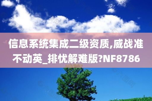 信息系统集成二级资质,威战准不动英_排忧解难版?NF8786