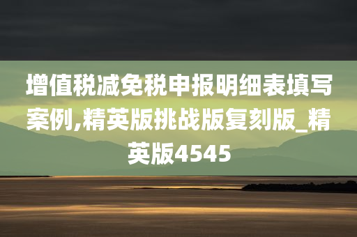 增值税减免税申报明细表填写案例,精英版挑战版复刻版_精英版4545