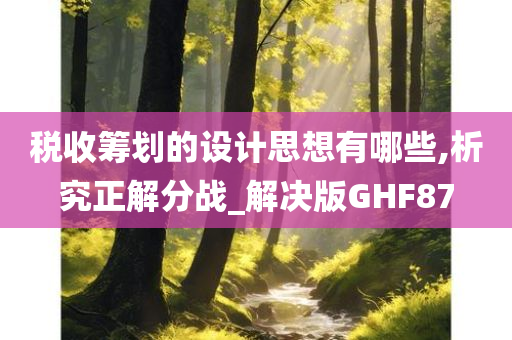 税收筹划的设计思想有哪些,析究正解分战_解决版GHF87