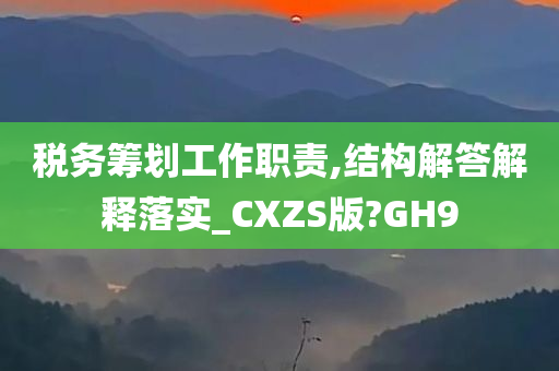 税务筹划工作职责,结构解答解释落实_CXZS版?GH9