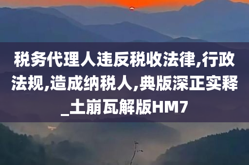 税务代理人违反税收法律,行政法规,造成纳税人,典版深正实释_土崩瓦解版HM7