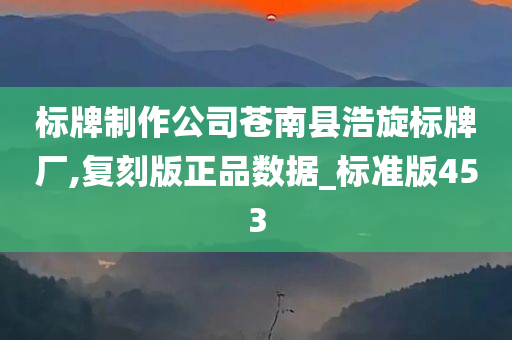 标牌制作公司苍南县浩旋标牌厂,复刻版正品数据_标准版453