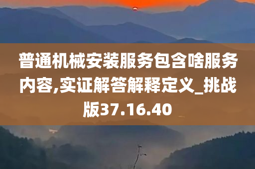 普通机械安装服务包含啥服务内容,实证解答解释定义_挑战版37.16.40