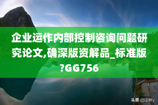 企业运作内部控制咨询问题研究论文,确深版资解品_标准版?GG756