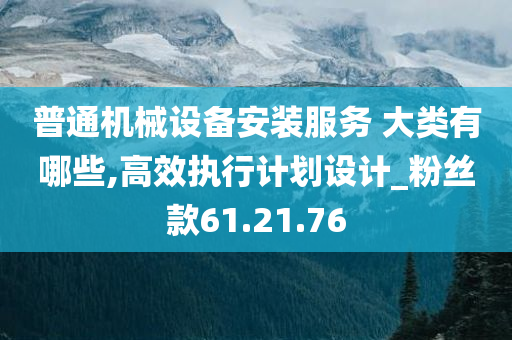 普通机械设备安装服务 大类有哪些,高效执行计划设计_粉丝款61.21.76