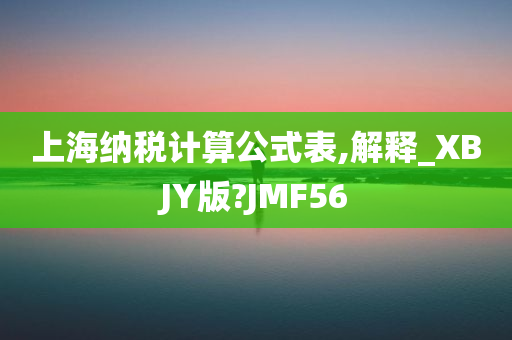 上海纳税计算公式表,解释_XBJY版?JMF56