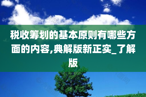 税收筹划的基本原则有哪些方面的内容,典解版新正实_了解版