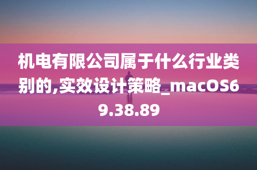 机电有限公司属于什么行业类别的,实效设计策略_macOS69.38.89