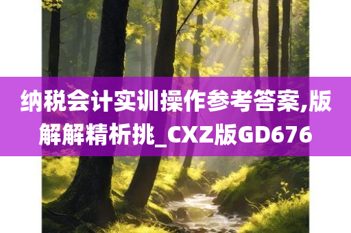 纳税会计实训操作参考答案,版解解精析挑_CXZ版GD676