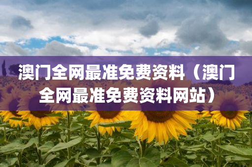 澳门全网最准免费资料（澳门全网最准免费资料网站）