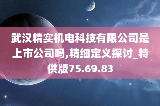 武汉精实机电科技有限公司是上市公司吗,精细定义探讨_特供版75.69.83