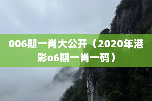 006期一肖大公开（2020年港彩o6期一肖一码）