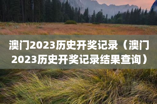 澳门2023历史开奖记录（澳门2023历史开奖记录结果查询）