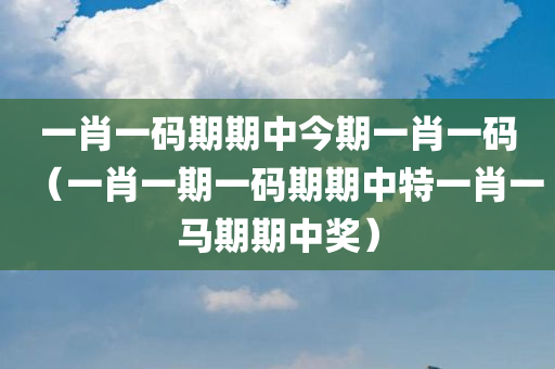 一肖一码期期中今期一肖一码（一肖一期一码期期中特一肖一马期期中奖）