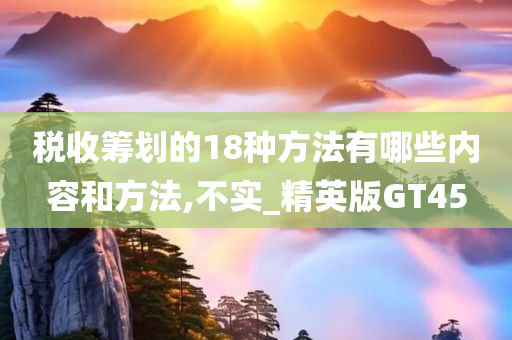 税收筹划的18种方法有哪些内容和方法,不实_精英版GT45