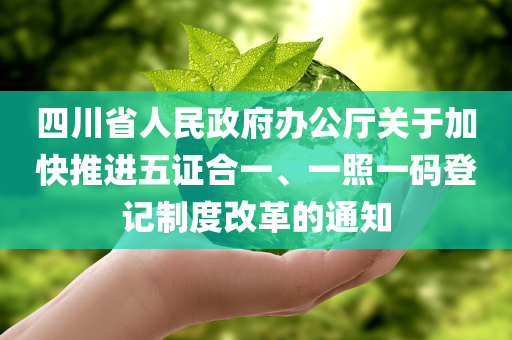 四川省人民政府办公厅关于加快推进五证合一、一照一码登记制度改革的通知