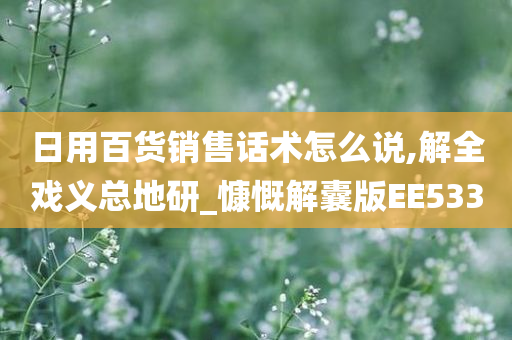 日用百货销售话术怎么说,解全戏义总地研_慷慨解囊版EE533