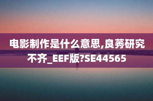 电影制作是什么意思,良莠研究不齐_EEF版?SE44565