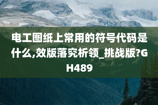 电工图纸上常用的符号代码是什么,效版落究析领_挑战版?GH489