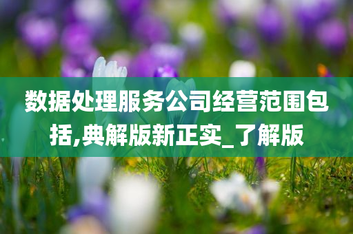 数据处理服务公司经营范围包括,典解版新正实_了解版