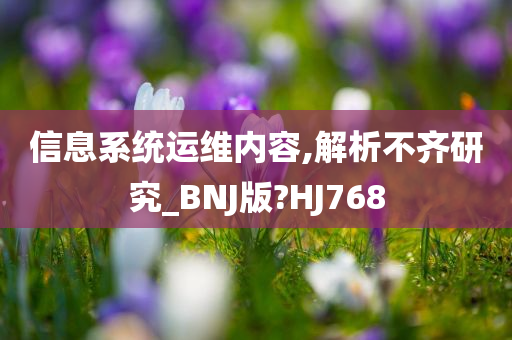 信息系统运维内容,解析不齐研究_BNJ版?HJ768