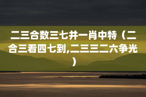 二三合数三七并一肖中特（二合三看四七到,二三三二六争光）