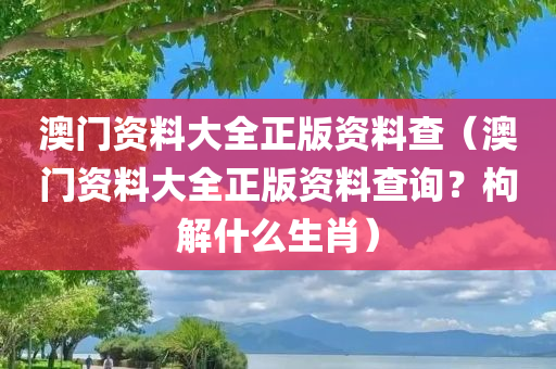 澳门资料大全正版资料查（澳门资料大全正版资料查询？枸解什么生肖）