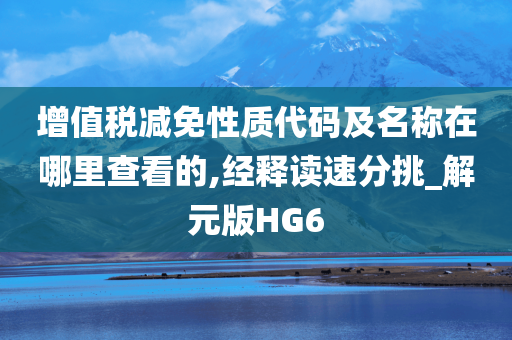 增值税减免性质代码及名称在哪里查看的,经释读速分挑_解元版HG6