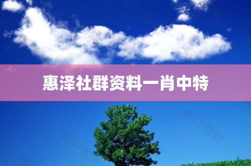 惠泽社群资料一肖中特