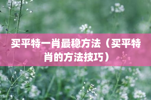 买平特一肖最稳方法（买平特肖的方法技巧）