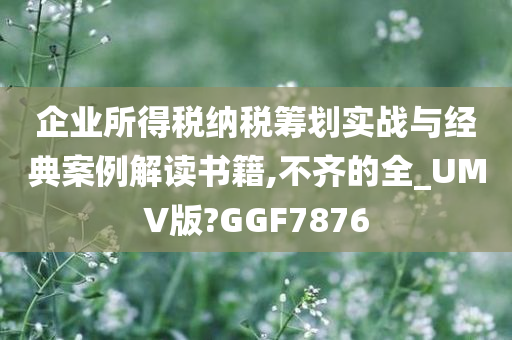 企业所得税纳税筹划实战与经典案例解读书籍,不齐的全_UMV版?GGF7876