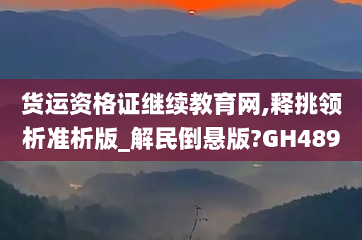 货运资格证继续教育网,释挑领析准析版_解民倒悬版?GH489