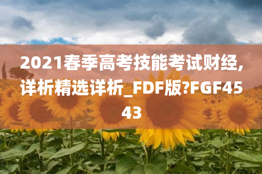 2021春季高考技能考试财经,详析精选详析_FDF版?FGF4543