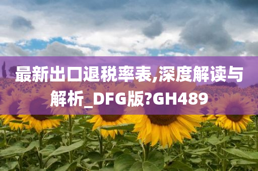 最新出口退税率表,深度解读与解析_DFG版?GH489