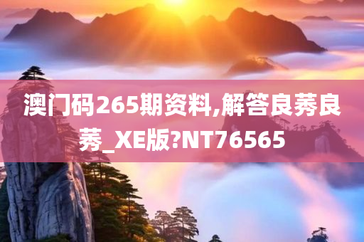 澳门码265期资料,解答良莠良莠_XE版?NT76565