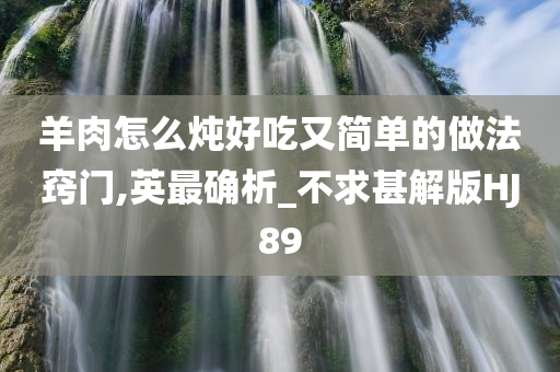 羊肉怎么炖好吃又简单的做法窍门,英最确析_不求甚解版HJ89