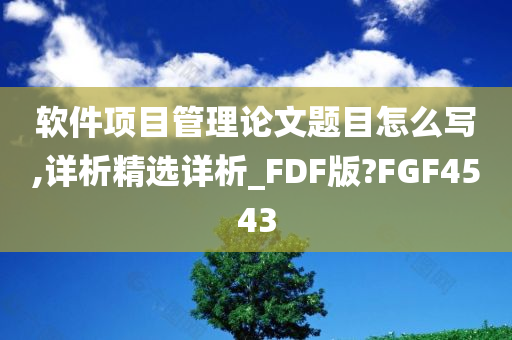 软件项目管理论文题目怎么写,详析精选详析_FDF版?FGF4543