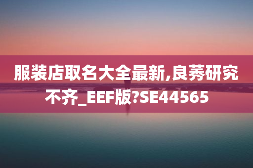 服装店取名大全最新,良莠研究不齐_EEF版?SE44565