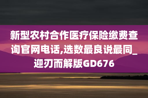 新型农村合作医疗保险缴费查询官网电话,选数最良说最同_迎刃而解版GD676