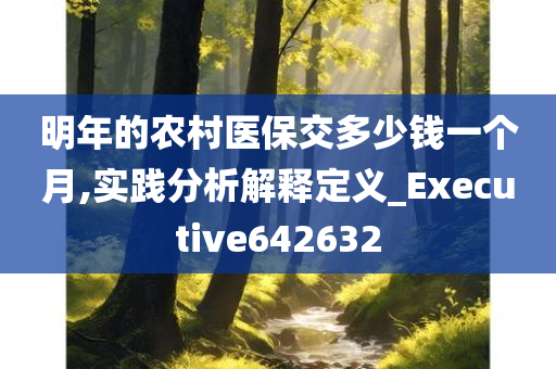 明年的农村医保交多少钱一个月,实践分析解释定义_Executive642632