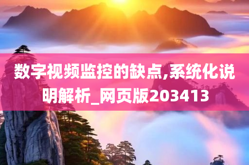 数字视频监控的缺点,系统化说明解析_网页版203413