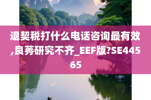 退契税打什么电话咨询最有效,良莠研究不齐_EEF版?SE44565